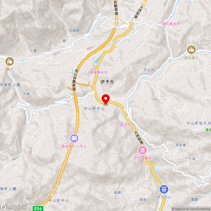 道の駅なかやまの地図（zoom13）愛媛県伊予市中山町中山子271番地