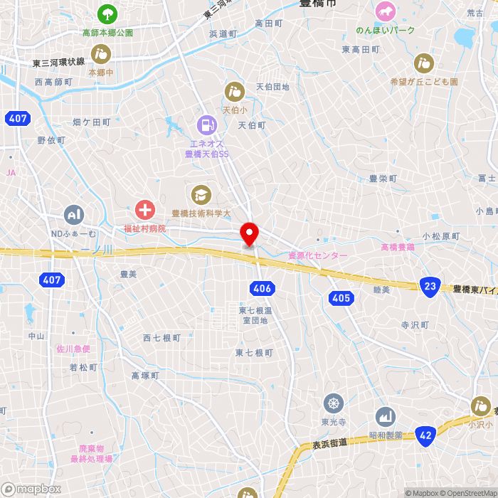道の駅とよはしの地図（zoom13）愛知県豊橋市東七根町字一の沢113番地2
