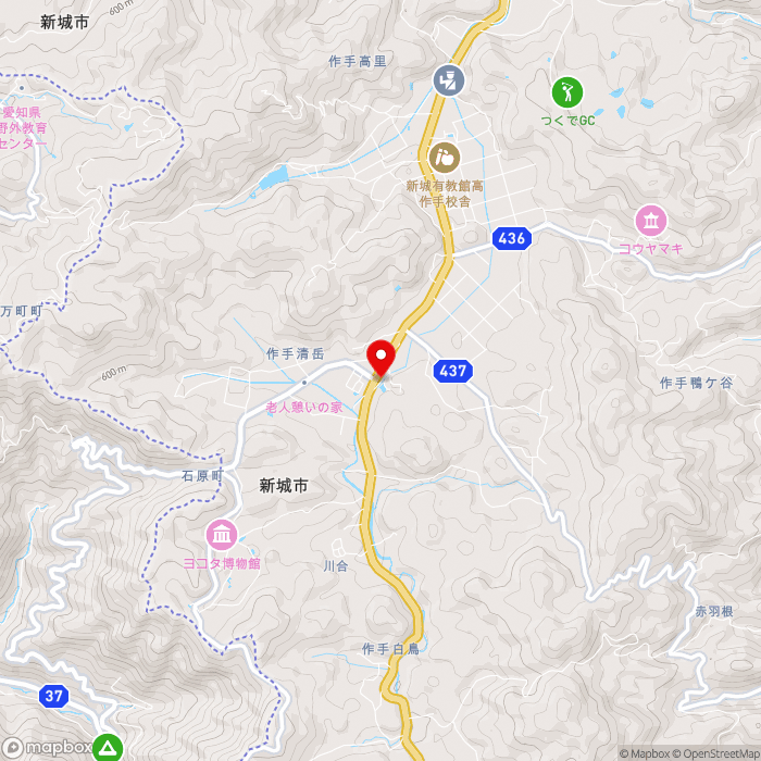 道の駅つくで手作り村の地図（zoom13）愛知県新城市作手清岳字ナガラミ10-2