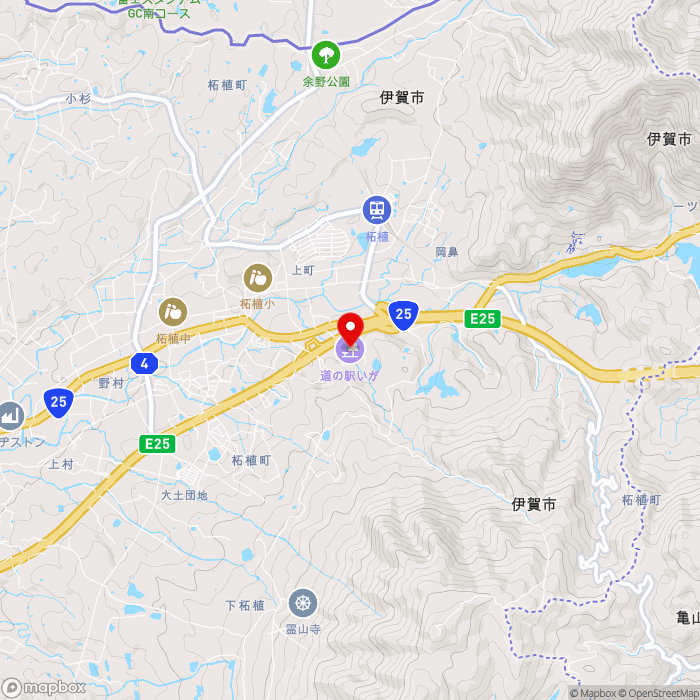 道の駅いがの地図（zoom13）三重県伊賀市柘植町6187-1