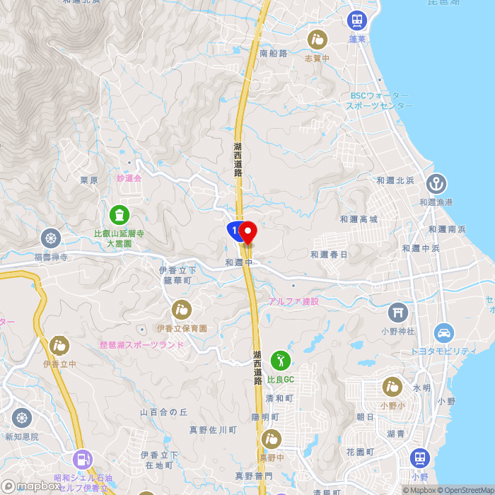 道の駅妹子の郷の地図（zoom13）滋賀県大津市和邇中528