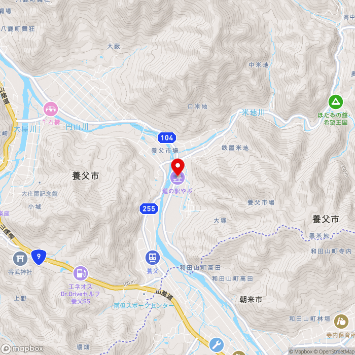 道の駅やぶの地図（zoom13）兵庫県養父市養父市場1294-77