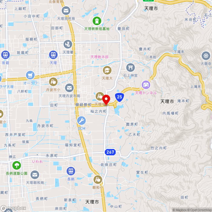 道の駅なら歴史芸術文化村の地図（zoom13）奈良県天理市杣之内町437-3