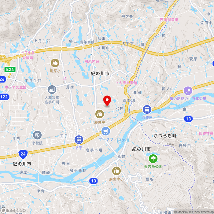 道の駅青洲の里の地図（zoom13）和歌山県紀の川市西野山473