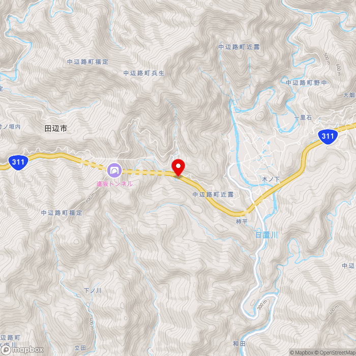 道の駅熊野古道中辺路の地図（zoom13）和歌山県田辺市中辺路町近露2474-1