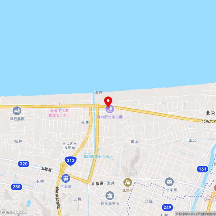 道の駅北条公園の地図（zoom13）鳥取県東伯郡北栄町国坂1525-92