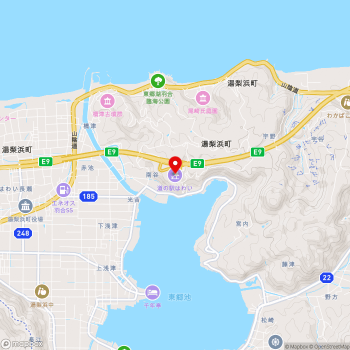 道の駅はわいの地図（zoom13）鳥取県東伯郡湯梨浜町宇野2343
