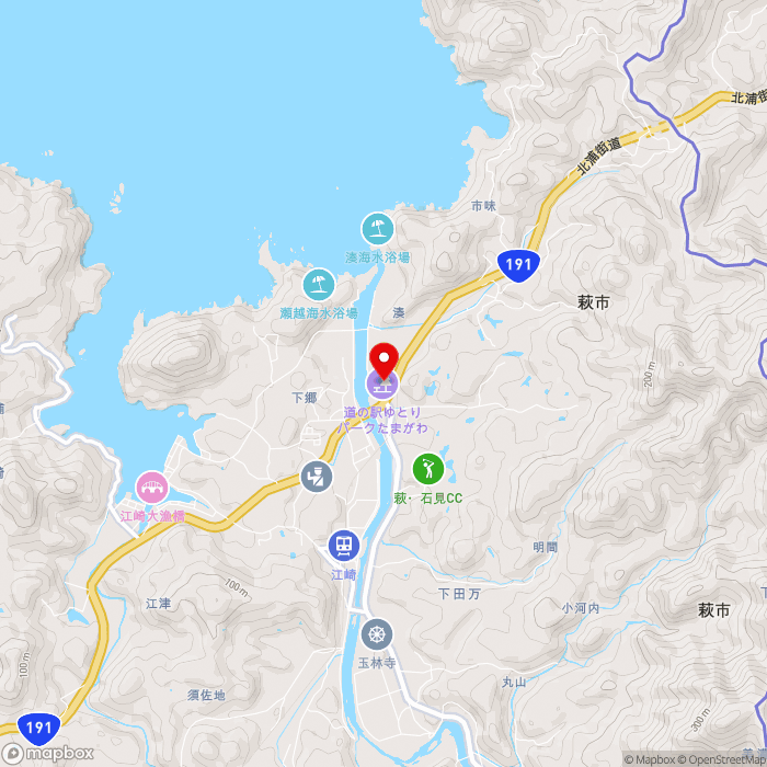 道の駅ゆとりパークたまがわの地図（zoom13）山口県萩市下田万2849-1