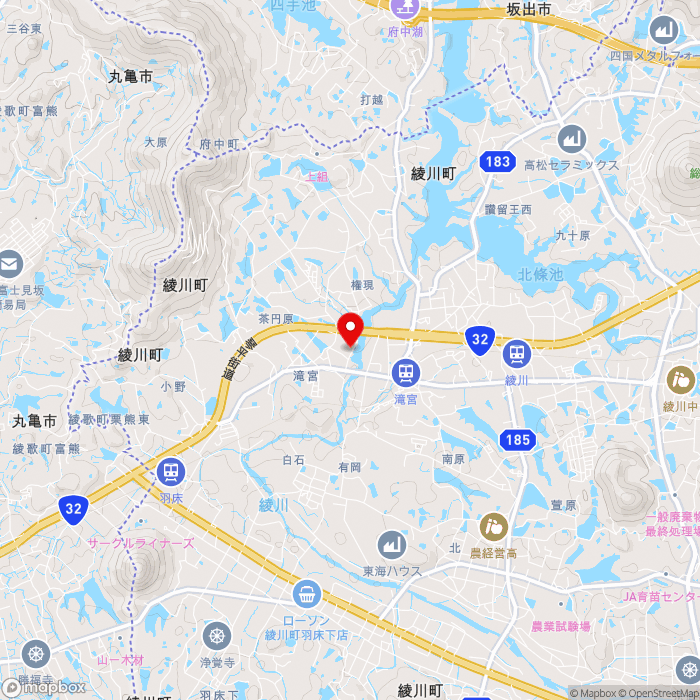 道の駅滝宮の地図（zoom13）香川県綾歌郡綾川町滝宮1578