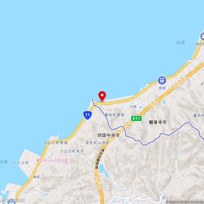 道の駅とよはまの地図（zoom13）香川県観音寺市豊浜町箕浦大西甲2506