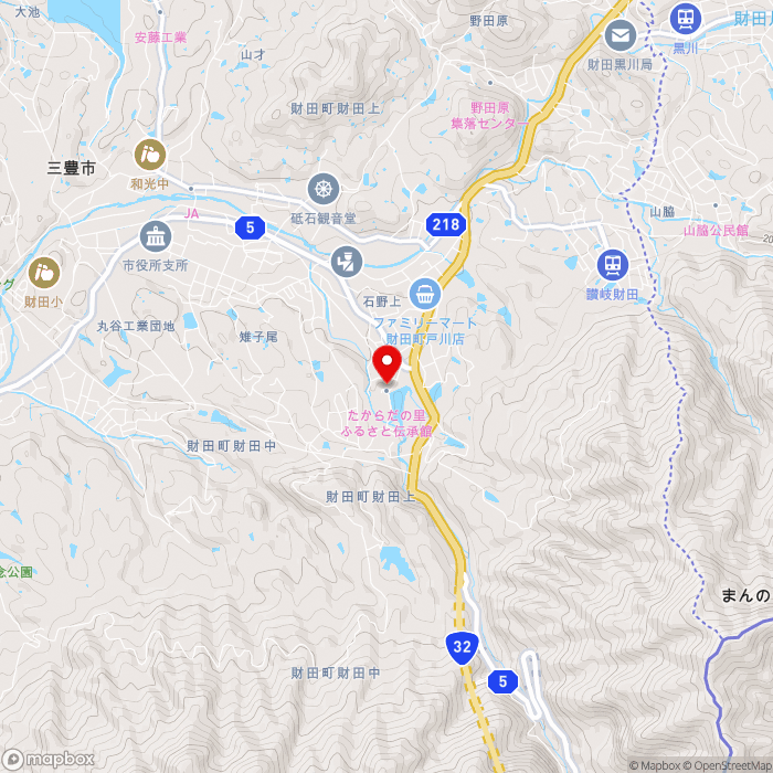 道の駅たからだの里さいたの地図（zoom13）香川県三豊市財田町財田上180-6