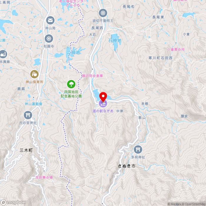 道の駅ながおの地図（zoom13）香川県さぬき市前山榿940-12