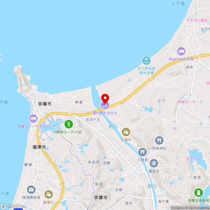 道の駅むなかたの地図（zoom13）福岡県宗像市江口1172