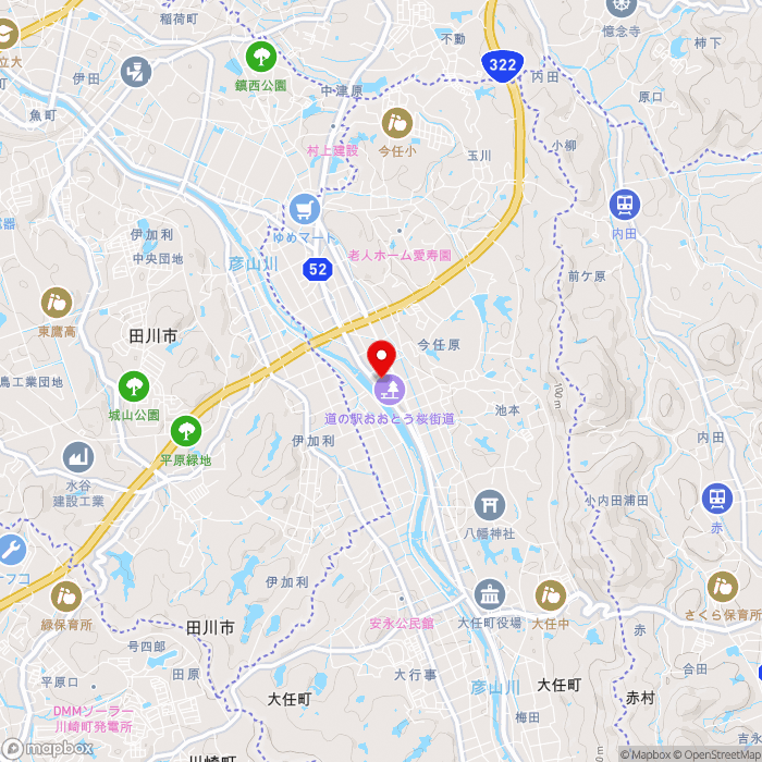道の駅おおとう桜街道の地図（zoom13）福岡県田川郡大任町大字今任原1339番地