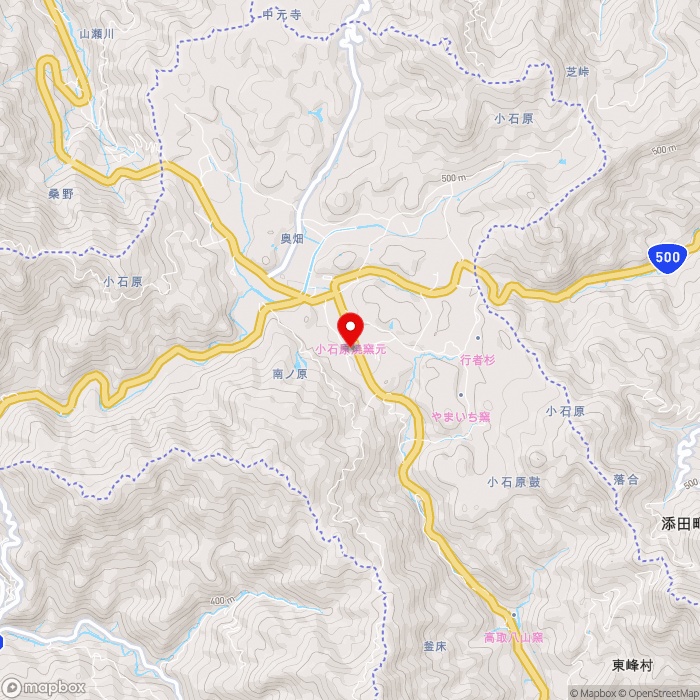 道の駅小石原の地図（zoom13）福岡県朝倉郡東峰村小石原941-3