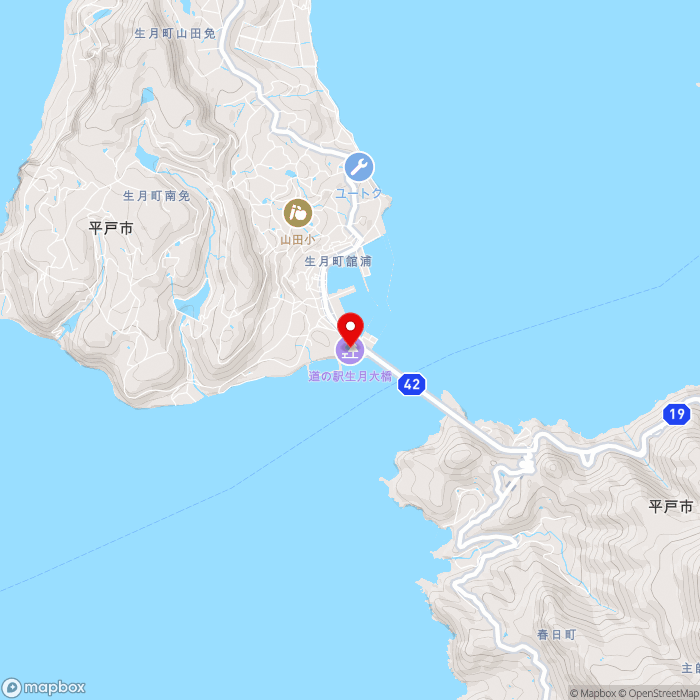 道の駅生月大橋の地図（zoom13）長崎県平戸市生月町南免4375-1