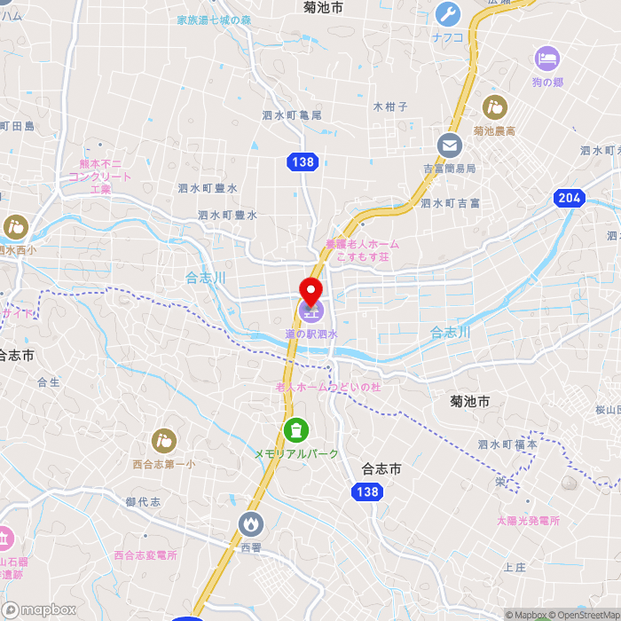 道の駅泗水の地図（zoom13）熊本県菊池市泗水町豊水3393