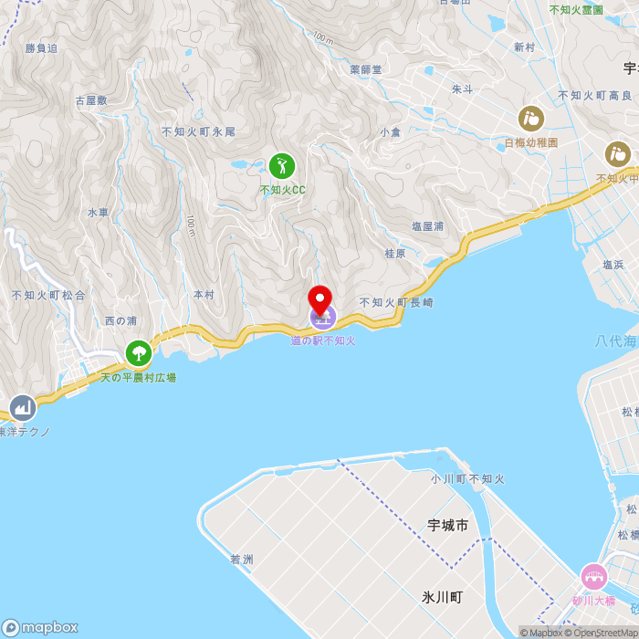 道の駅不知火の地図（zoom13）熊本県宇城市不知火町永尾1910-1