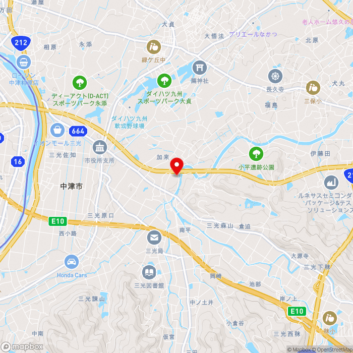 道の駅なかつの地図（zoom13）大分県中津市大字加来814番地