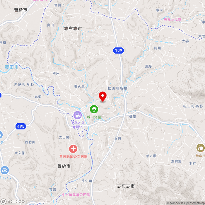 道の駅松山の地図（zoom13）鹿児島県志布志市松山町新橋1526-1