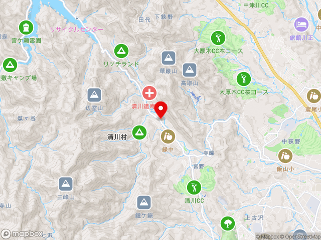 主要地方道伊勢原津久井沿いの道の駅 清川の地図