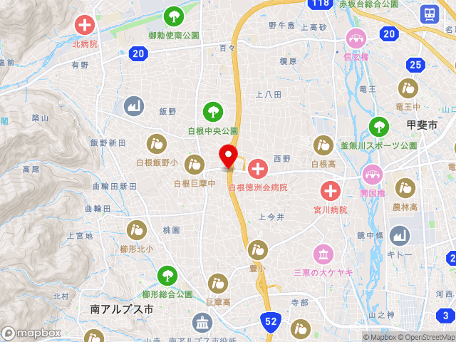 主要地方道今諏訪北村線沿いの道の駅 しらねの地図