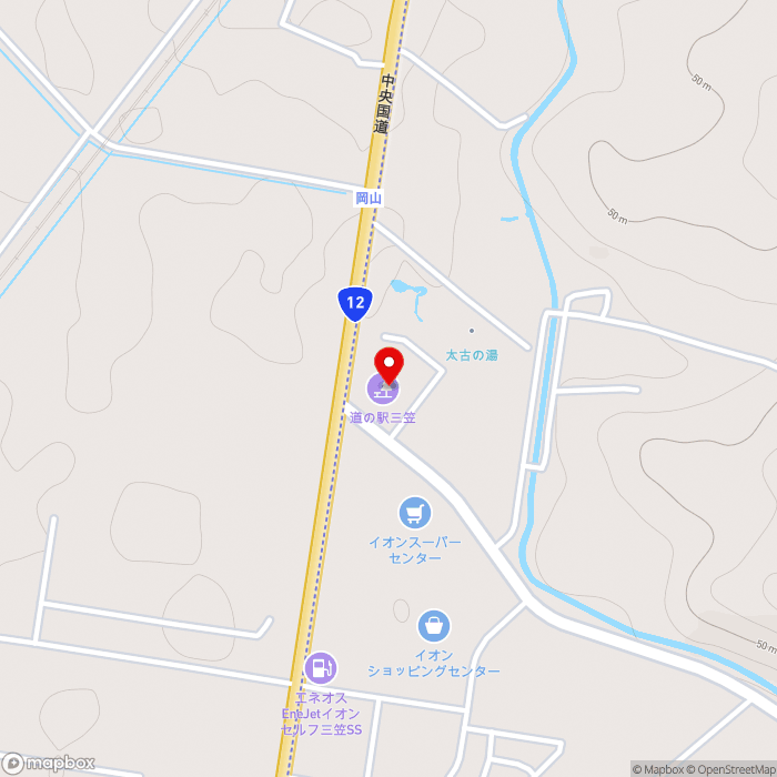 道の駅三笠の地図（zoom15）北海道三笠市岡山1056-1