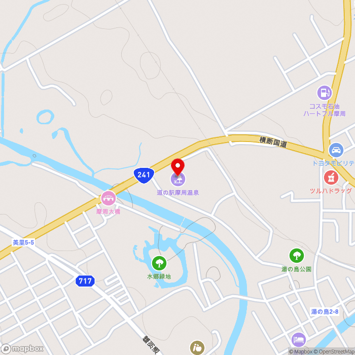 道の駅摩周温泉の地図（zoom15）北海道川上郡弟子屈町湯の島3-3-40
