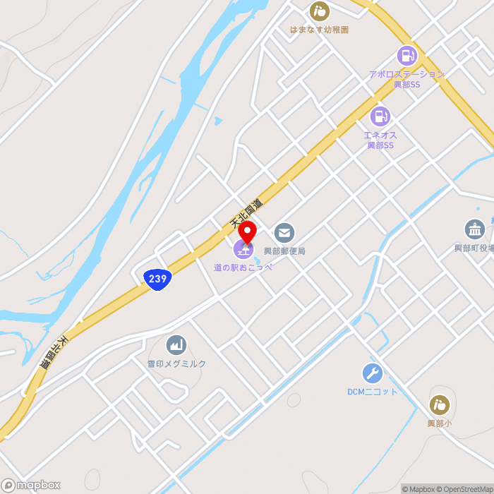 道の駅おこっぺの地図（zoom15）北海道紋別郡興部町幸町