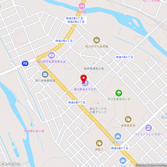 道の駅あさひかわの地図（zoom15）北海道旭川市神楽4条6-1-12