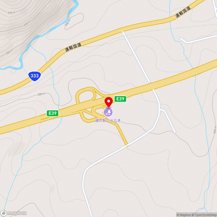 道の駅しらたきの地図（zoom15）北海道紋別郡遠軽町奥白滝