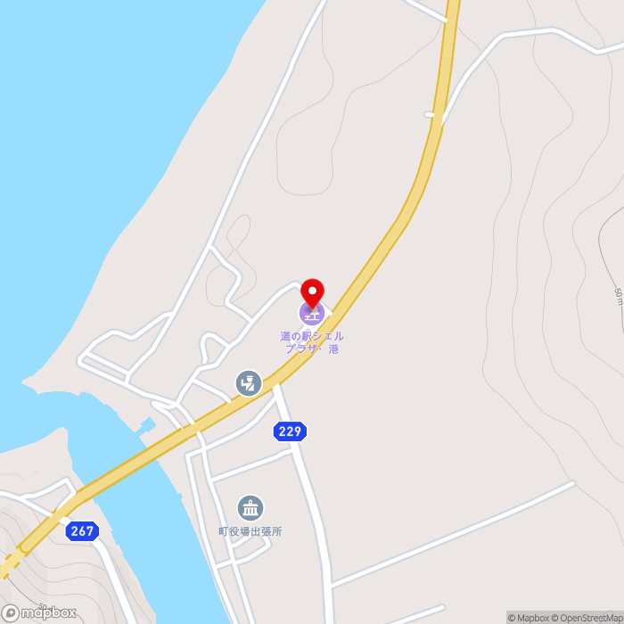 道の駅シェルプラザ・港の地図（zoom15）北海道磯谷郡蘭越町港町1402-2