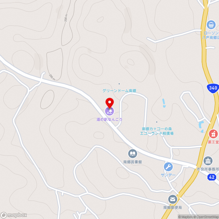 道の駅なんごうの地図（zoom15）青森県八戸市南郷区中野字舘野4-4