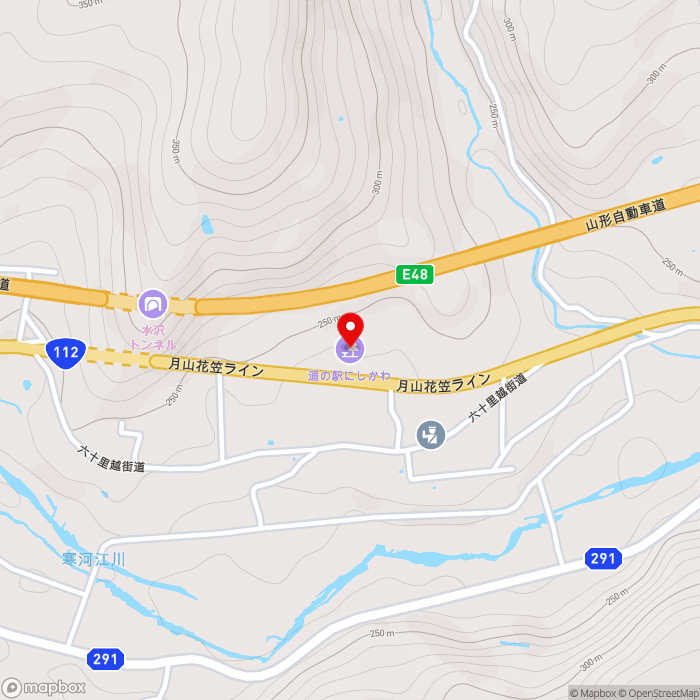 道の駅にしかわの地図（zoom15）山形県西村山郡西川町水沢2304