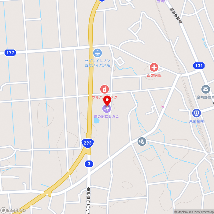 道の駅にしかたの地図（zoom15）栃木県栃木市西方町元369-1