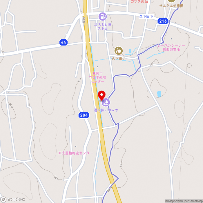 道の駅にのみやの地図（zoom15）栃木県真岡市久下田2204−1