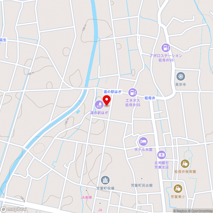 道の駅はがの地図（zoom15）栃木県芳賀郡芳賀町大字祖母井842-1