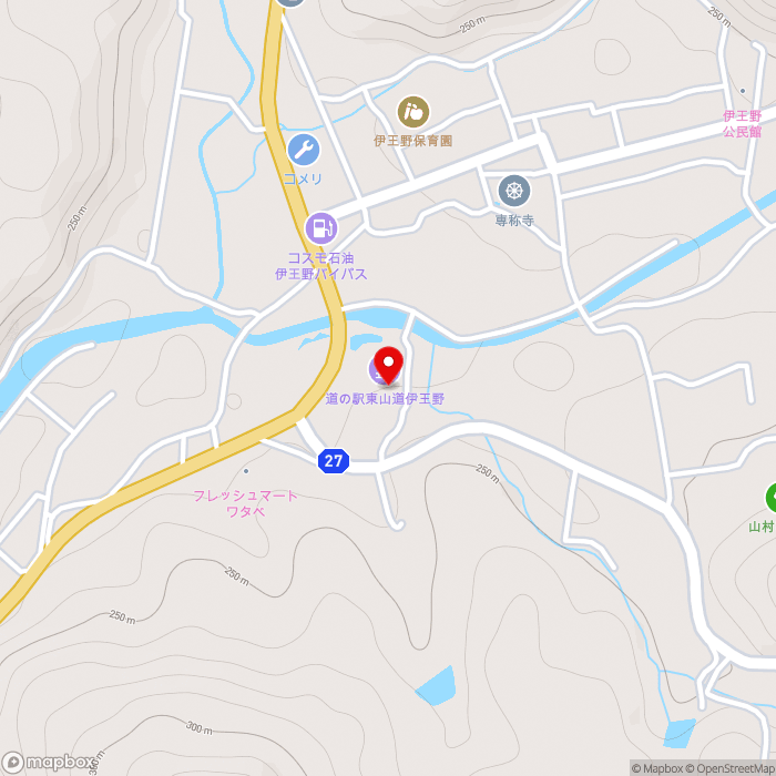 道の駅東山道伊王野の地図（zoom15）栃木県那須郡那須町伊王野459