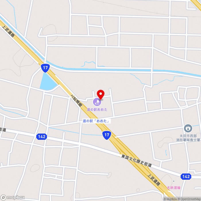 道の駅おおたの地図（zoom15）群馬県太田市粕川町701番地1