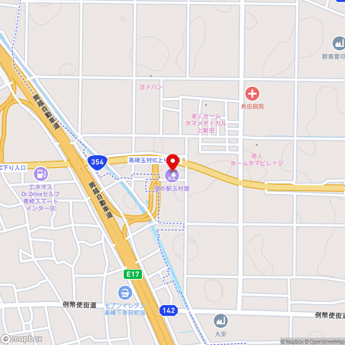 道の駅玉村宿の地図（zoom15）群馬県佐波郡玉村町上新田604-1