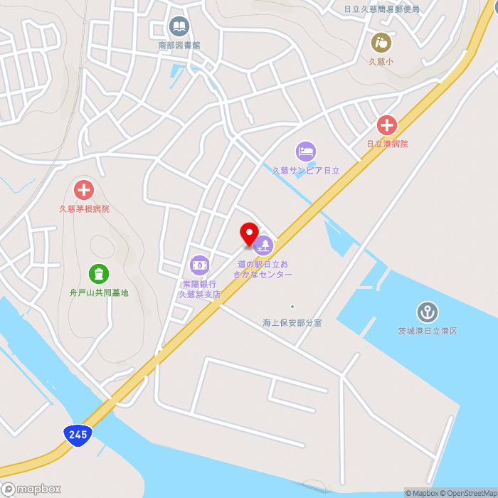 道の駅日立おさかなセンターの地図（zoom15）茨城県日立市みなと町5779番24