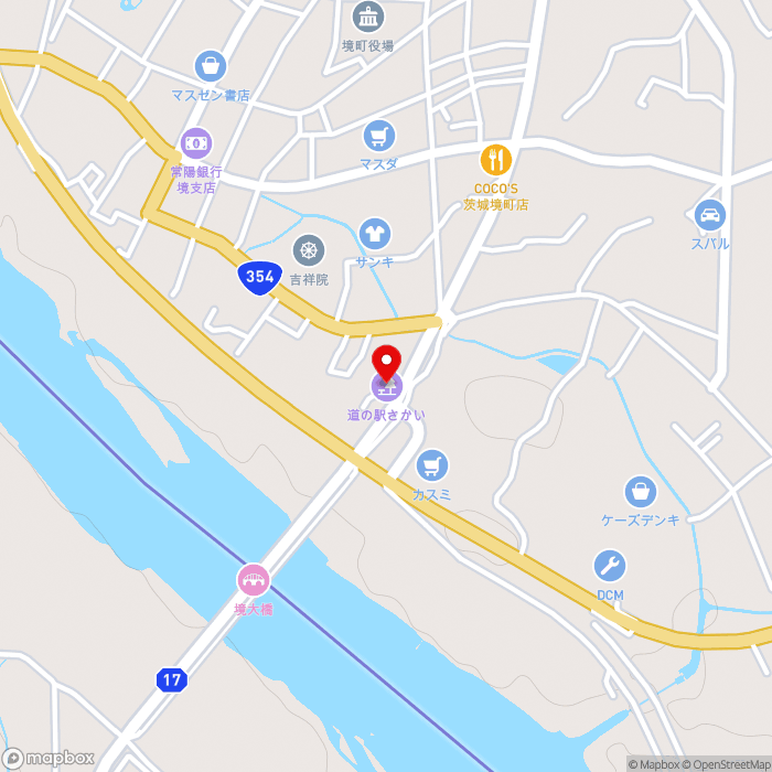 道の駅さかいの地図（zoom15）茨城県猿島郡境町1341-1