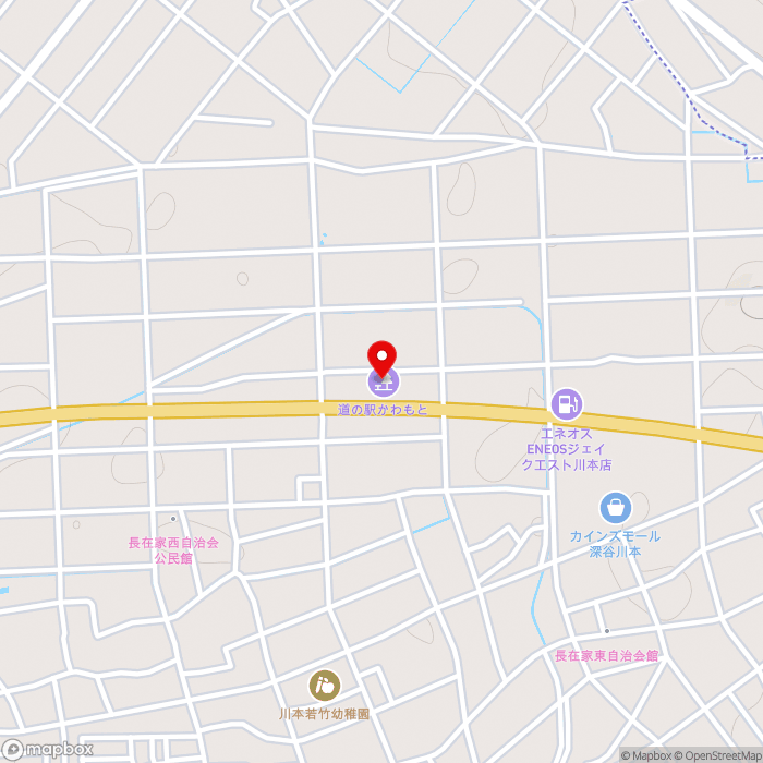 道の駅かわもとの地図（zoom15）埼玉県深谷市長在家1279-2