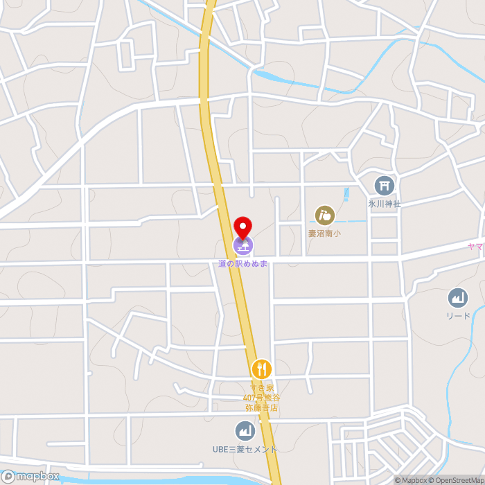 道の駅めぬまの地図（zoom15）埼玉県熊谷市弥藤吾720