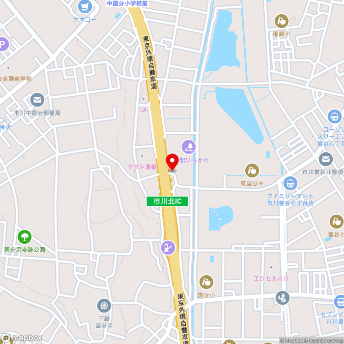 道の駅いちかわの地図（zoom15）千葉県市川市国分6-10-1