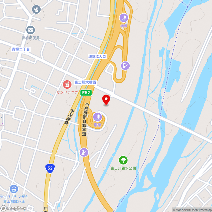 道の駅富士川の地図（zoom15）山梨県南巨摩郡富士川町青柳町1655番地3