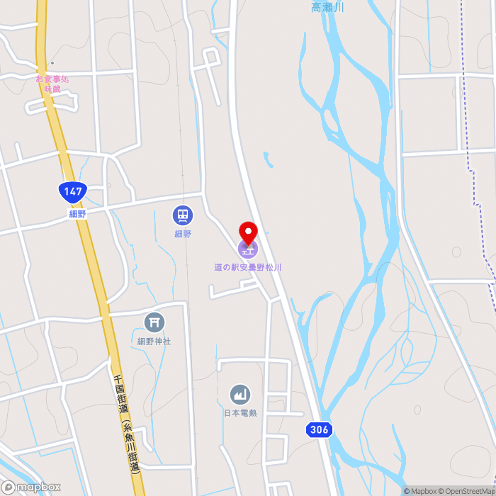 道の駅安曇野松川の地図（zoom15）長野県北安曇郡松川村5375-1