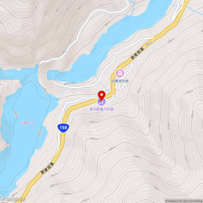 道の駅風穴の里の地図（zoom15）長野県松本市安曇3528-1
