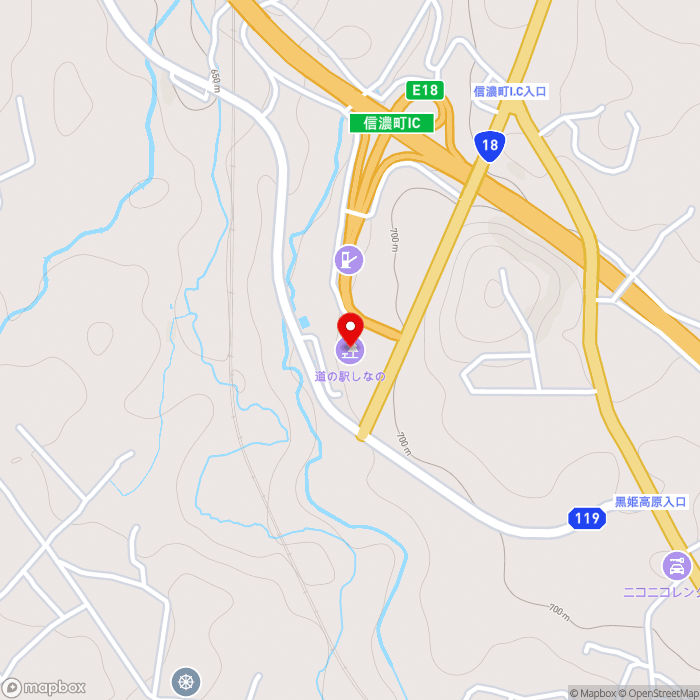 道の駅しなのの地図（zoom15）長野県上水内郡信濃町柏原