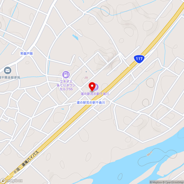 道の駅花の駅　千曲川の地図（zoom15）長野県飯山市常盤7425